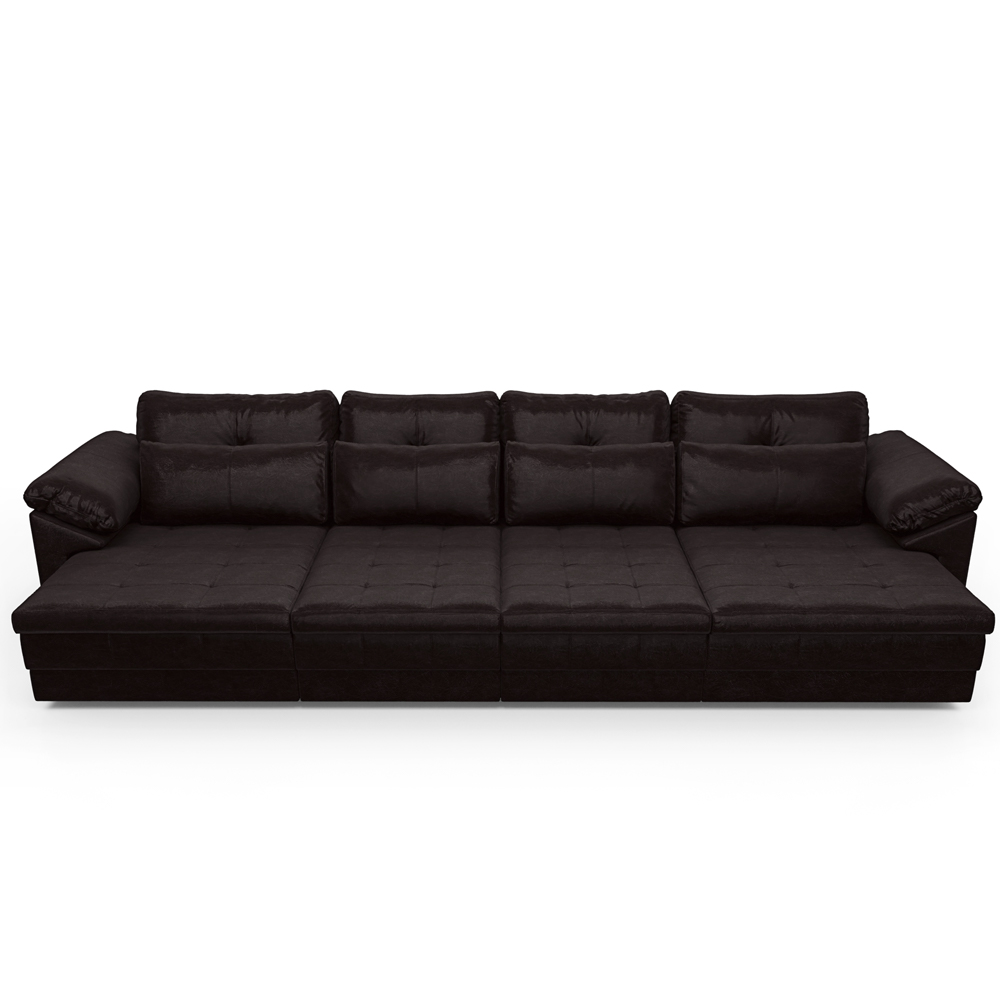 Sofá Retrátil Para Sala de Estar 5 Lugares 379cm Riza S03 Couro Vinho - Lyam Decor