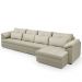 Sofá Retrátil Para Sala de Estar 6 Lugares 414cm Riza S03 Couro Bege Pérola - Lyam Decor