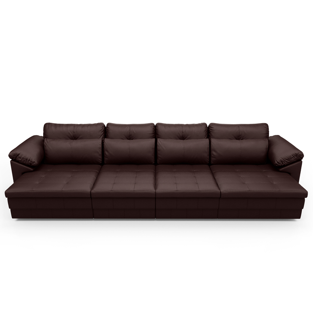 Sofá Retrátil Para Sala de Estar 6 Lugares 414cm Riza S03 Couro Caramelo - Lyam Decor