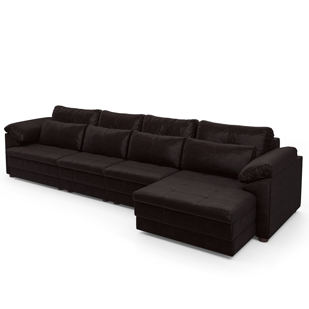 Sofá Retrátil Para Sala de Estar 6 Lugares 414cm Riza S03 Couro Vinho - Lyam Decor