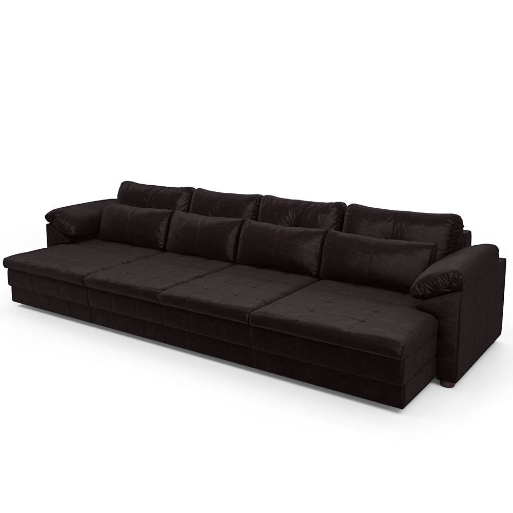 Sofá Retrátil Para Sala de Estar 6 Lugares 414cm Riza S03 Couro Vinho - Lyam Decor