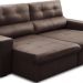 Sofá Retrátil Reclinável Para Sala 3 Lugares 230cm Bryant L06 Couro Marrom - Lyam Decor