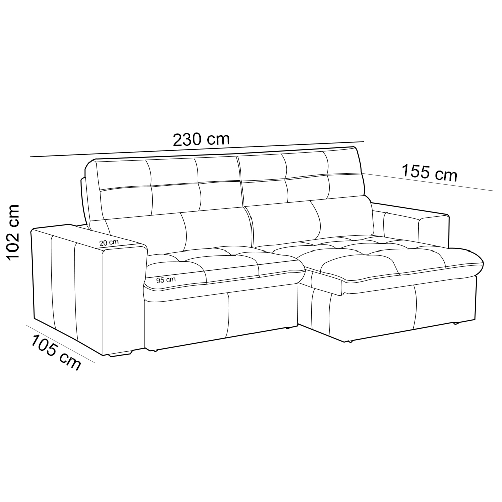 Sofá Retrátil Reclinável Para Sala 3 Lugares 230cm Bryant L06 Couro Marrom Claro - Lyam Decor