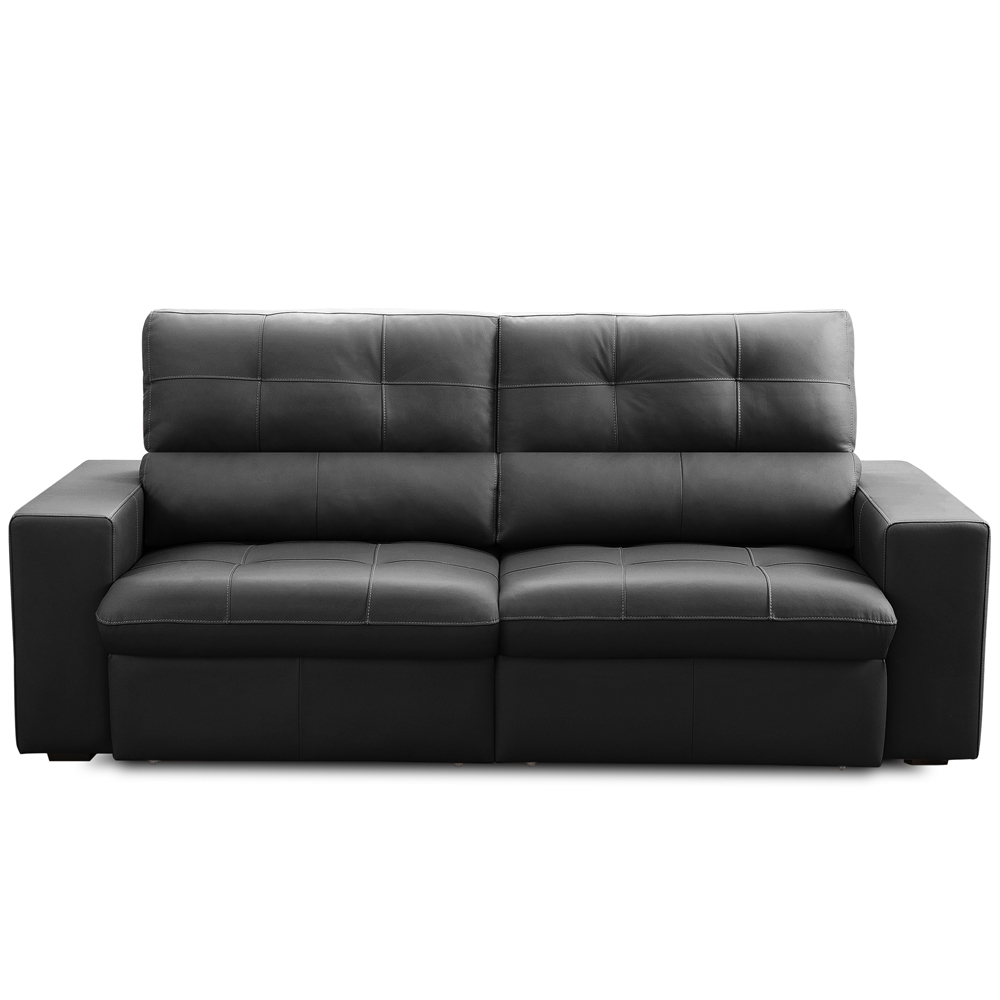 Sofá Retrátil Reclinável Para Sala 3 Lugares 230cm Bryant L06 Couro Preto - Lyam Decor