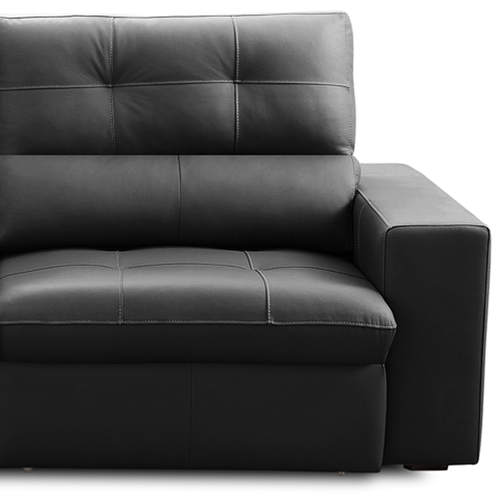 Sofá Retrátil Reclinável Para Sala 3 Lugares 230cm Bryant L06 Couro Preto - Lyam Decor