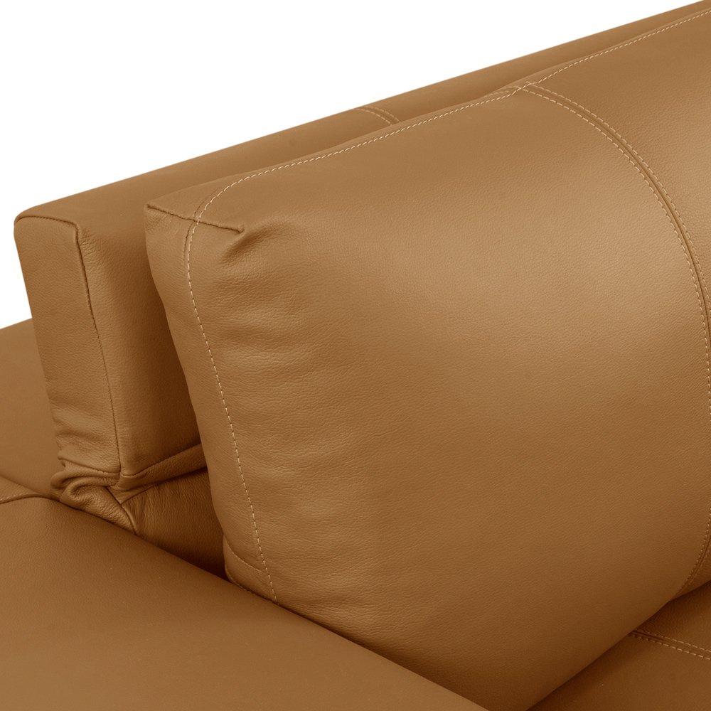 Sofá Retrátil Reclinável Para Sala 4 Lugares 290cm Angel L06 Couro Caramelo - Lyam Decor