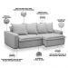 Sofá Retrátil Reclinável Para Sala de Estar Living 195cm Vêneto F04 Bouclê Cinza - Lyam Decor