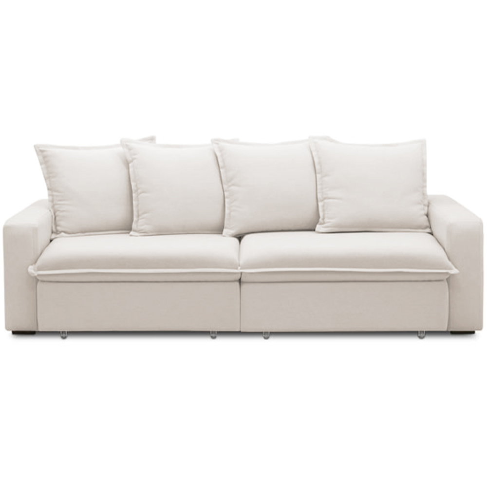Sofá Retrátil Reclinável Para Sala de Estar Living 195cm Vêneto F04 Bouclê Off White - Lyam Decor