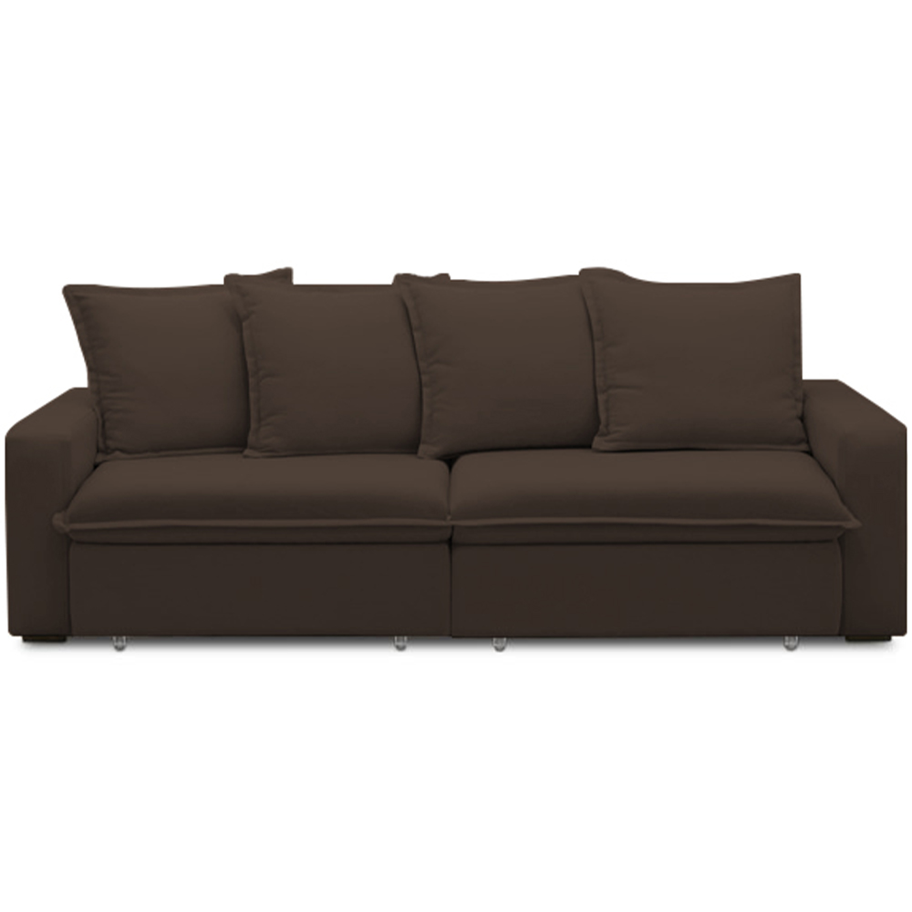 Sofá Retrátil Reclinável Para Sala de Estar Living 195cm Vêneto F04 Veludo Marrom - Lyam Decor