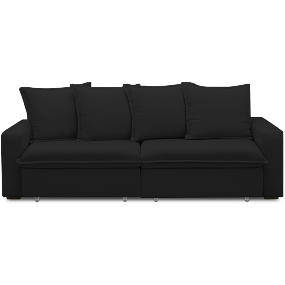 Sofá Retrátil Reclinável Para Sala de Estar Living 195cm Vêneto F04 Veludo Preto - Lyam Decor