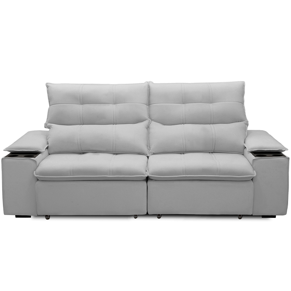 Sofá Retrátil Reclinável Para Sala de Estar Living 210cm Ártico F04 Bouclê Cinza - Lyam Decor