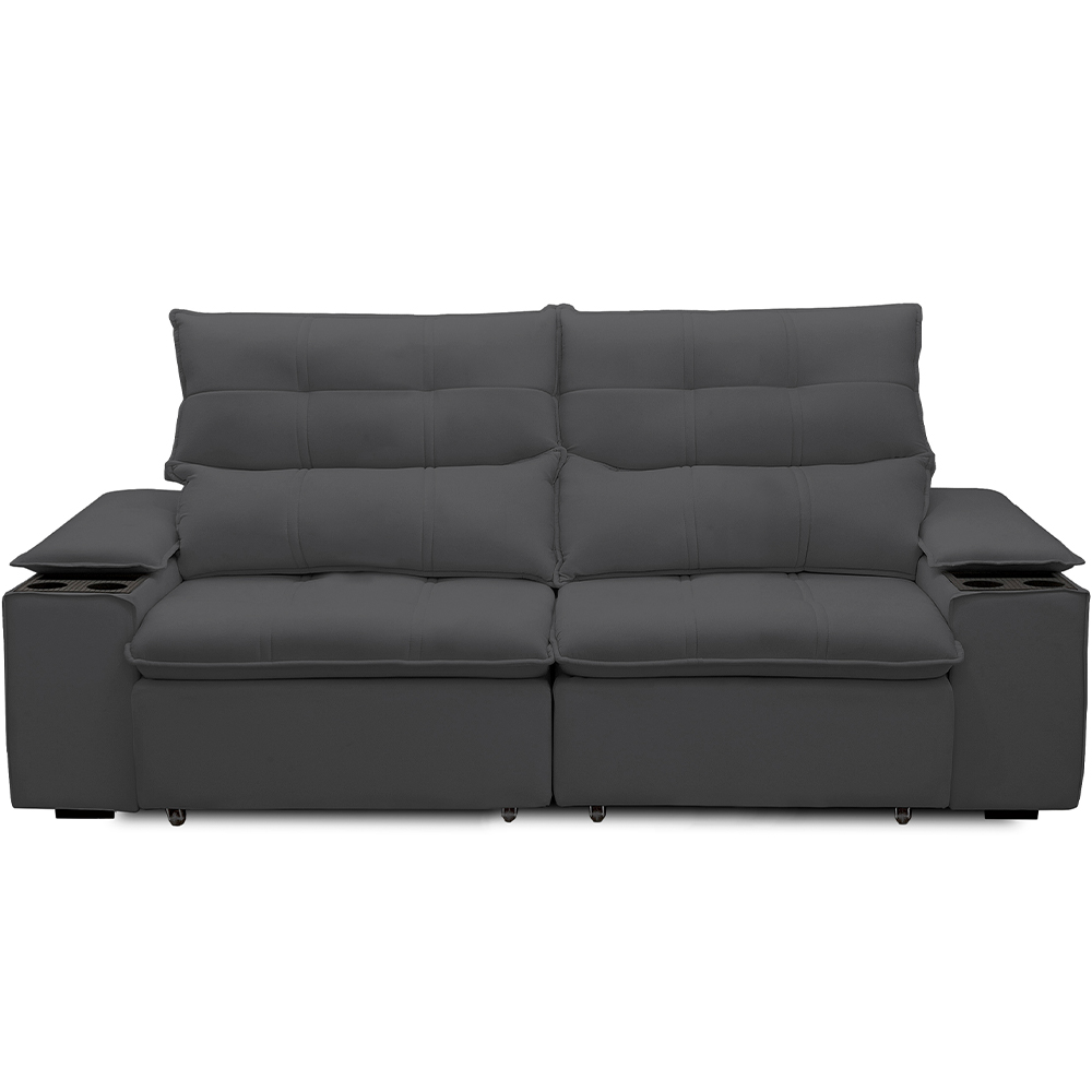 Sofá Retrátil Reclinável Para Sala de Estar Living 210cm Ártico F04 Bouclê Grafite - Lyam Decor