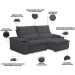 Sofá Retrátil Reclinável Para Sala de Estar Living 210cm Ártico F04 Bouclê Grafite - Lyam Decor
