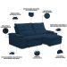 Sofá Retrátil Reclinável Para Sala de Estar Living 210cm Ártico F04 Veludo Azul - Lyam Decor