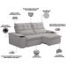 Sofá Retrátil Reclinável Para Sala de Estar Living 210cm Ártico F04 Veludo Cinza - Lyam Decor