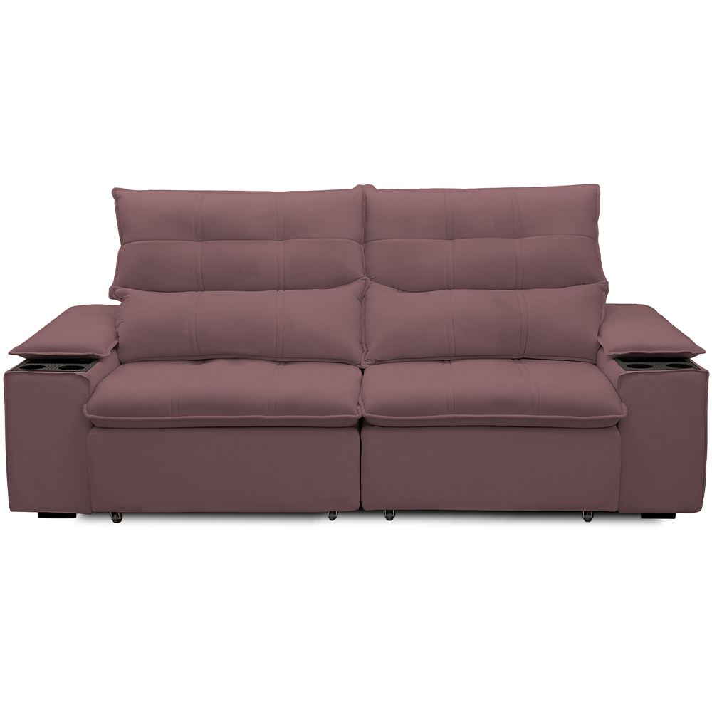Sofá Retrátil Reclinável Para Sala de Estar Living 210cm Ártico F04 Veludo Lilás - Lyam Decor