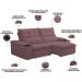 Sofá Retrátil Reclinável Para Sala de Estar Living 210cm Ártico F04 Veludo Lilás - Lyam Decor
