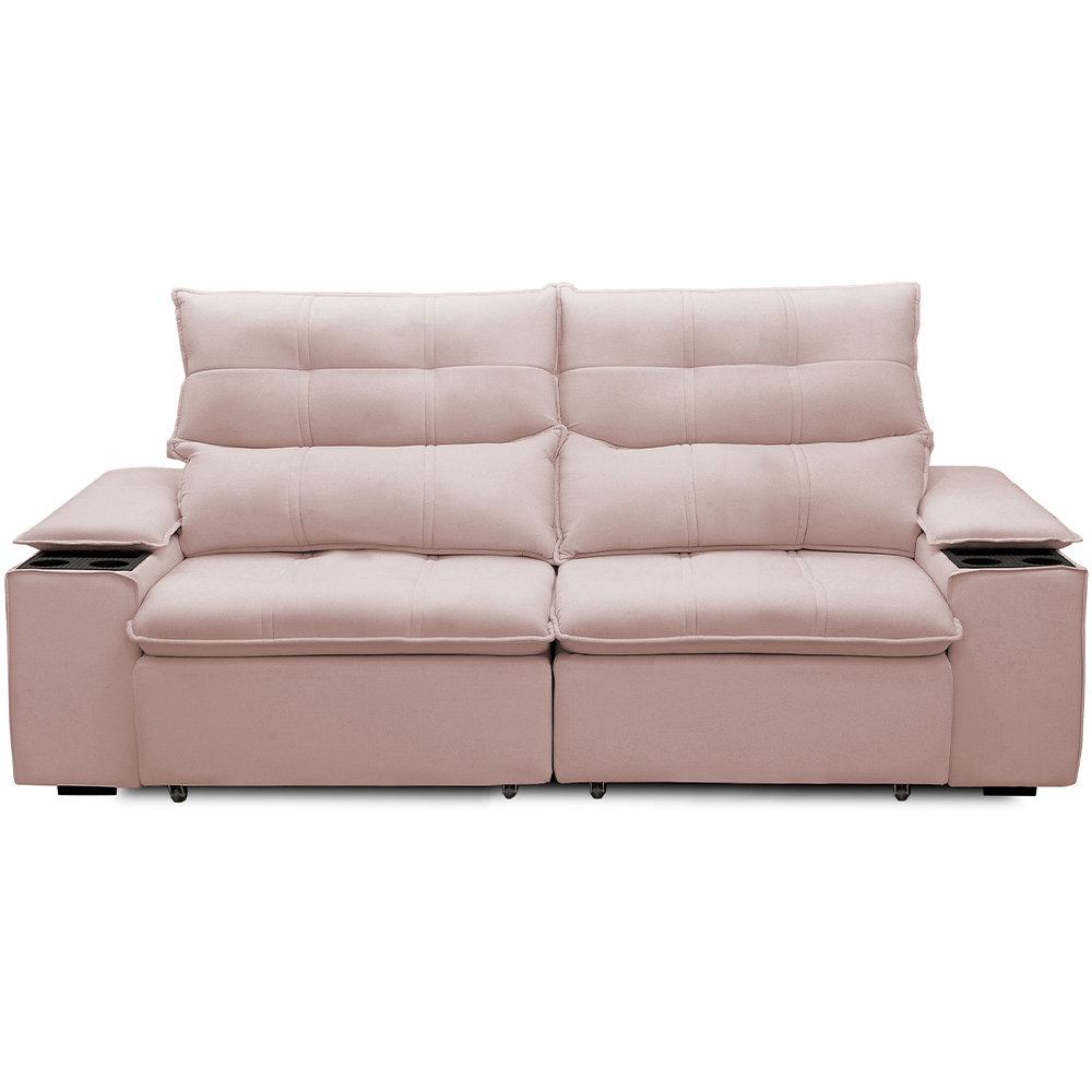 Sofá Retrátil Reclinável Para Sala de Estar Living 210cm Ártico F04 Veludo Rosê - Lyam Decor