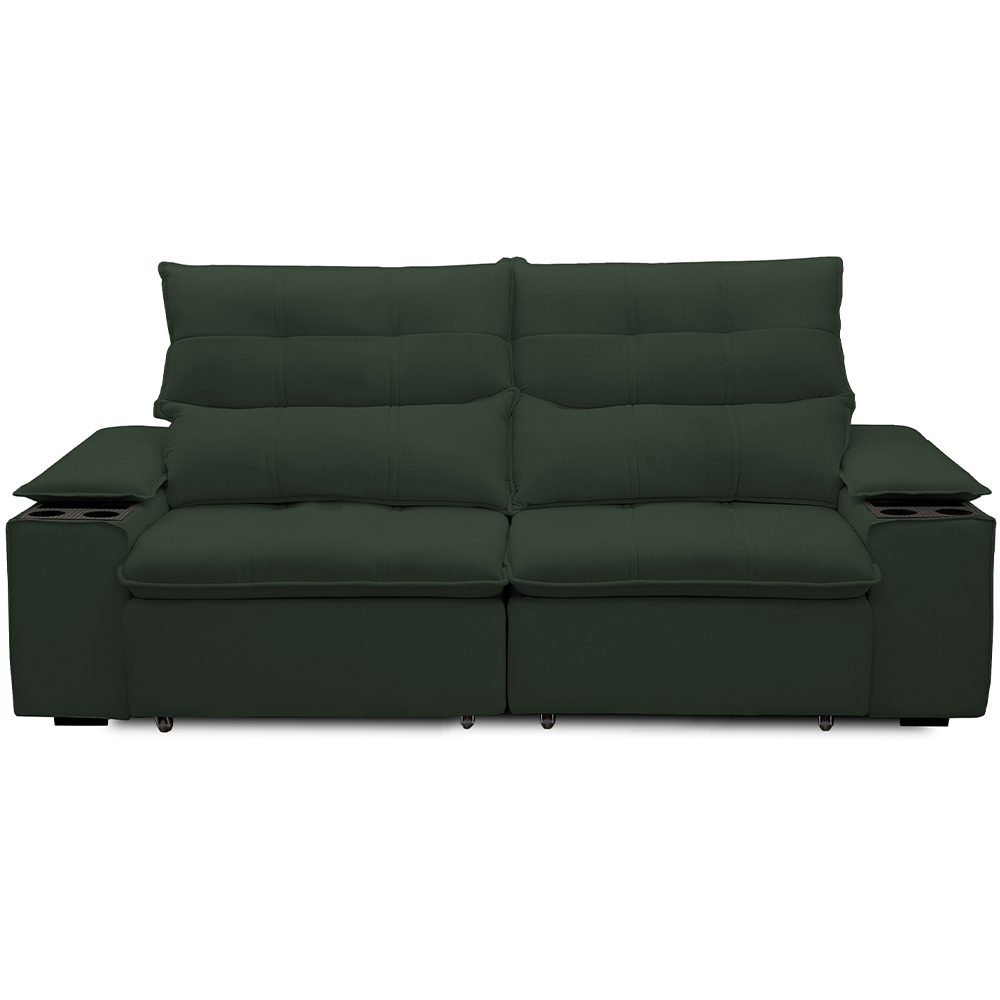 Sofá Retrátil Reclinável Para Sala de Estar Living 210cm Ártico F04 Veludo Verde - Lyam Decor