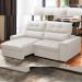Sofá Retrátil Reclinável Para Sala de Estar Living 210cm Dimas F04 Bouclê Off White - Lyam Decor