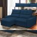 Sofá Retrátil Reclinável Para Sala de Estar Living 210cm Dimas F04 Veludo Azul - Lyam Decor