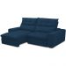 Sofá Retrátil Reclinável Para Sala de Estar Living 210cm Dimas F04 Veludo Azul - Lyam Decor