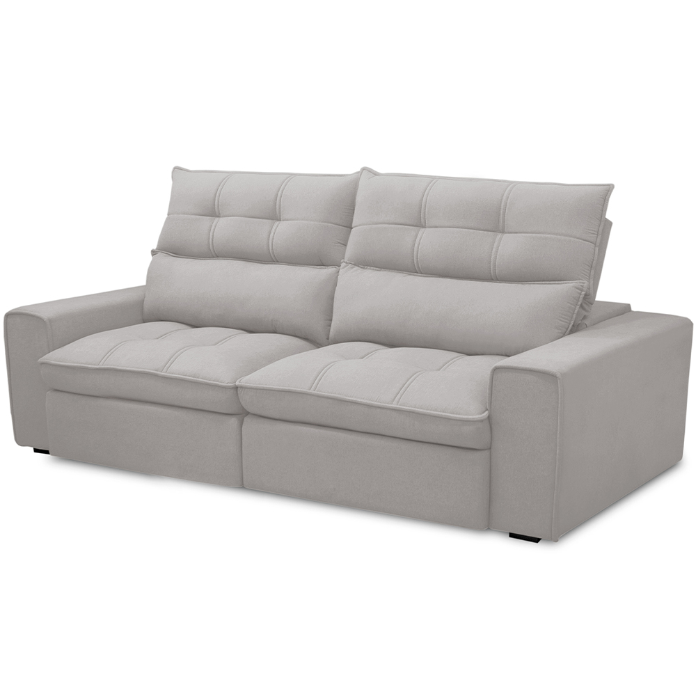 Sofá Retrátil Reclinável Para Sala de Estar Living 210cm Dimas F04 Veludo Cinza - Lyam Decor