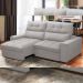 Sofá Retrátil Reclinável Para Sala de Estar Living 210cm Dimas F04 Veludo Cinza - Lyam Decor
