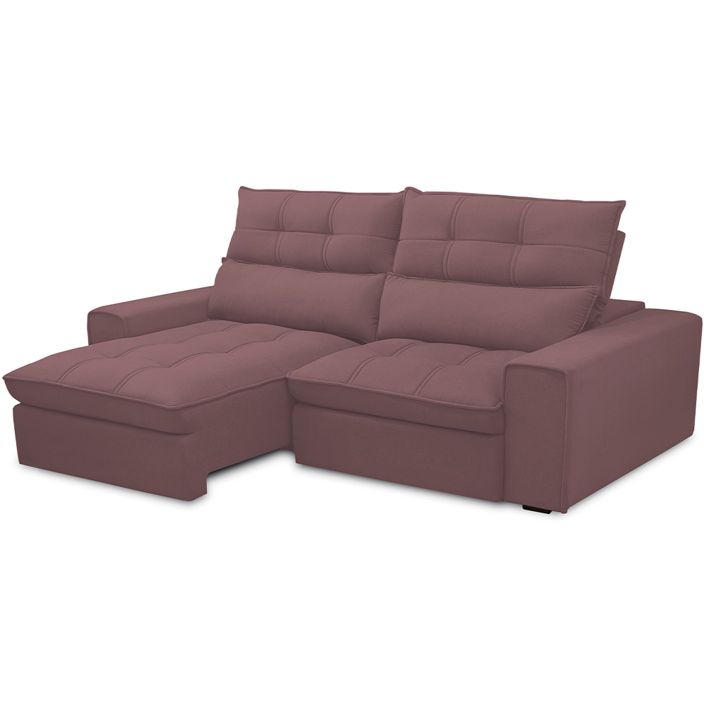 Sofá Retrátil Reclinável Para Sala de Estar Living 210cm Dimas F04 Veludo Lilás - Lyam Decor