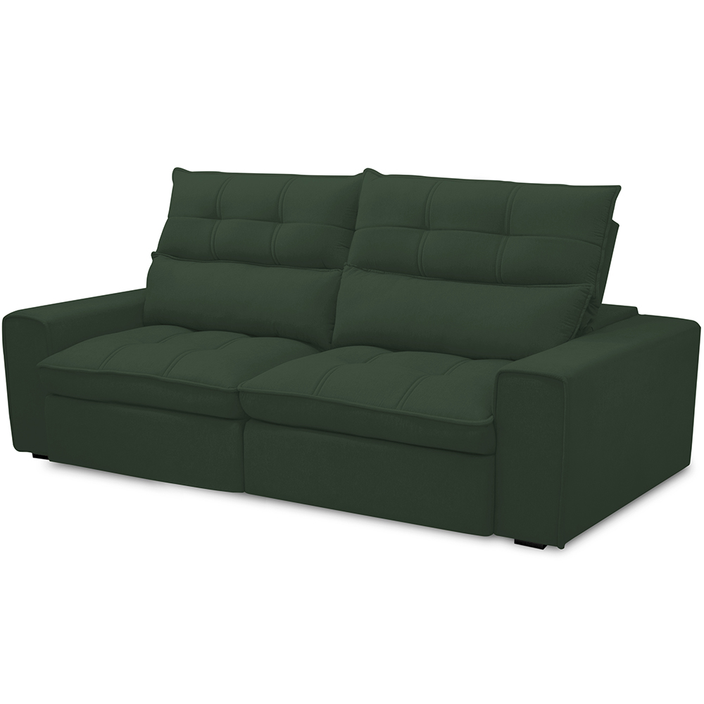 Sofá Retrátil Reclinável Para Sala de Estar Living 210cm Dimas F04 Veludo Verde - Lyam Decor