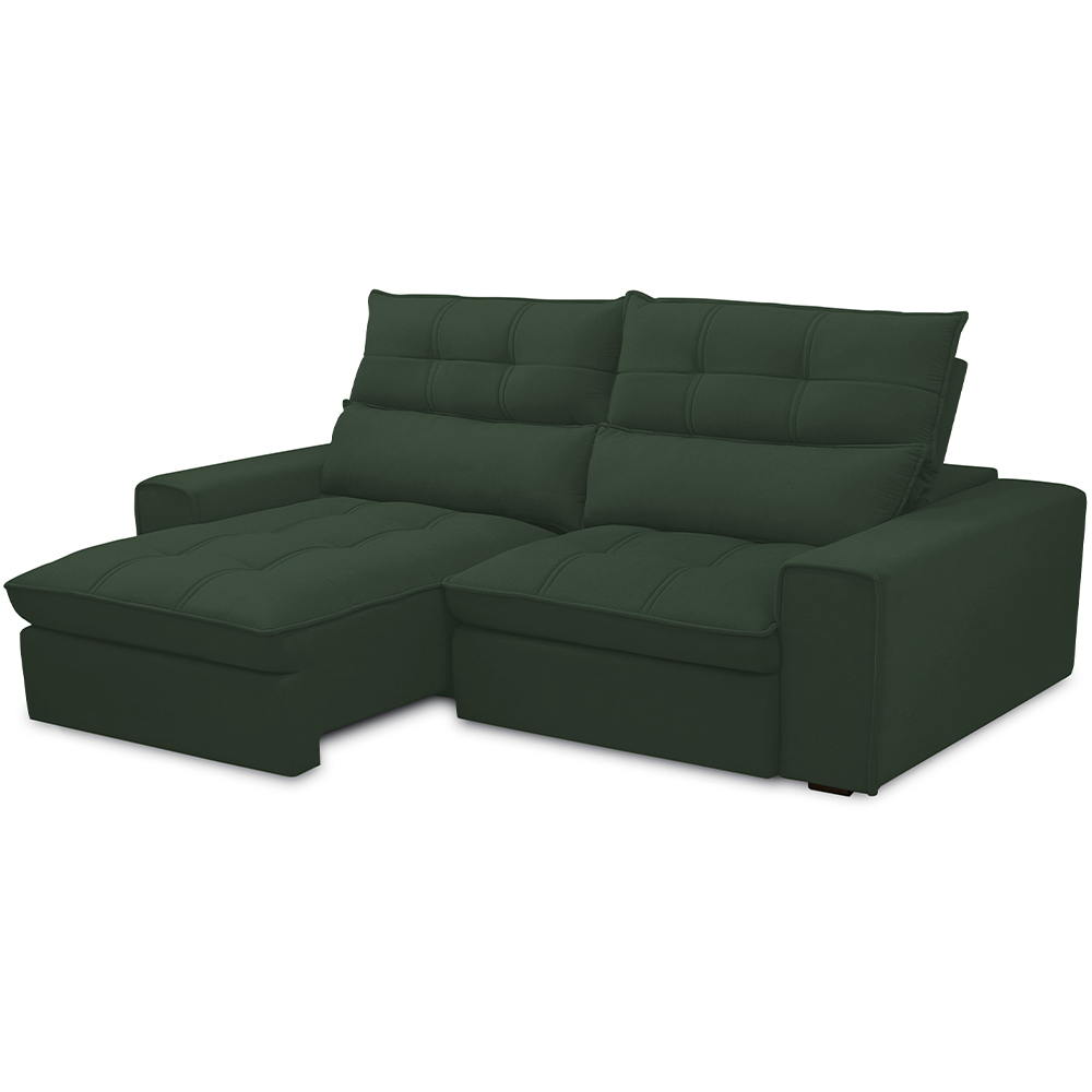 Sofá Retrátil Reclinável Para Sala de Estar Living 210cm Dimas F04 Veludo Verde - Lyam Decor