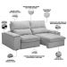 Sofá Retrátil Reclinável Para Sala de Estar Living 210cm Nápoles F04 Bouclê Cinza - Lyam Decor
