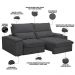 Sofá Retrátil Reclinável Para Sala de Estar Living 210cm Nápoles F04 Bouclê Grafite - Lyam Decor