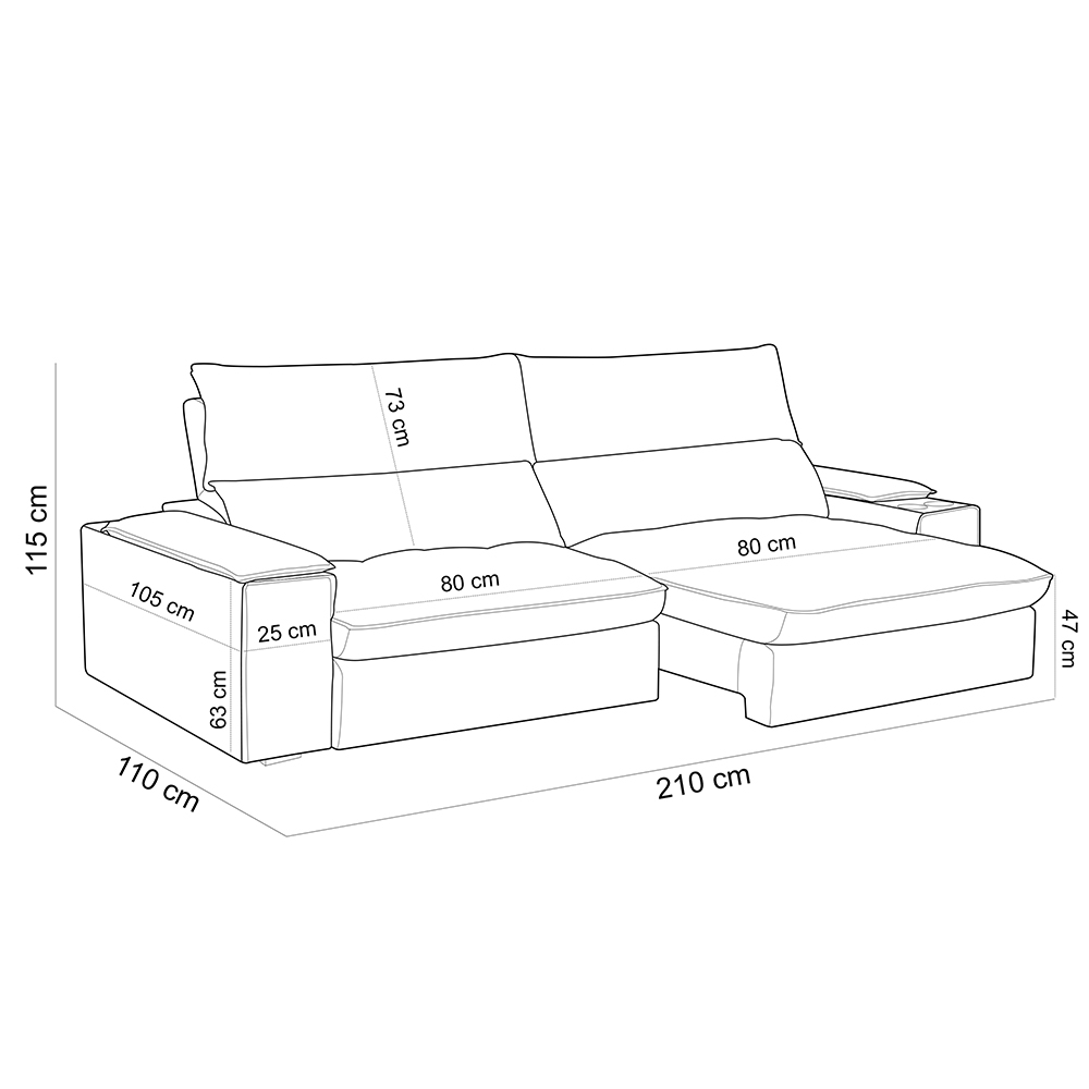 Sofá Retrátil Reclinável Para Sala de Estar Living 210cm Nápoles F04 Bouclê Off White - Lyam Decor