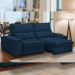 Sofá Retrátil Reclinável Para Sala de Estar Living 210cm Nápoles F04 Veludo Azul - Lyam Decor