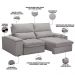 Sofá Retrátil Reclinável Para Sala de Estar Living 210cm Nápoles F04 Veludo Cinza - Lyam Decor