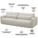 Sofá Retrátil Reclinável Para Sala de Estar Living 210cm Sevilha F04 Veludo Bege - Lyam Decor