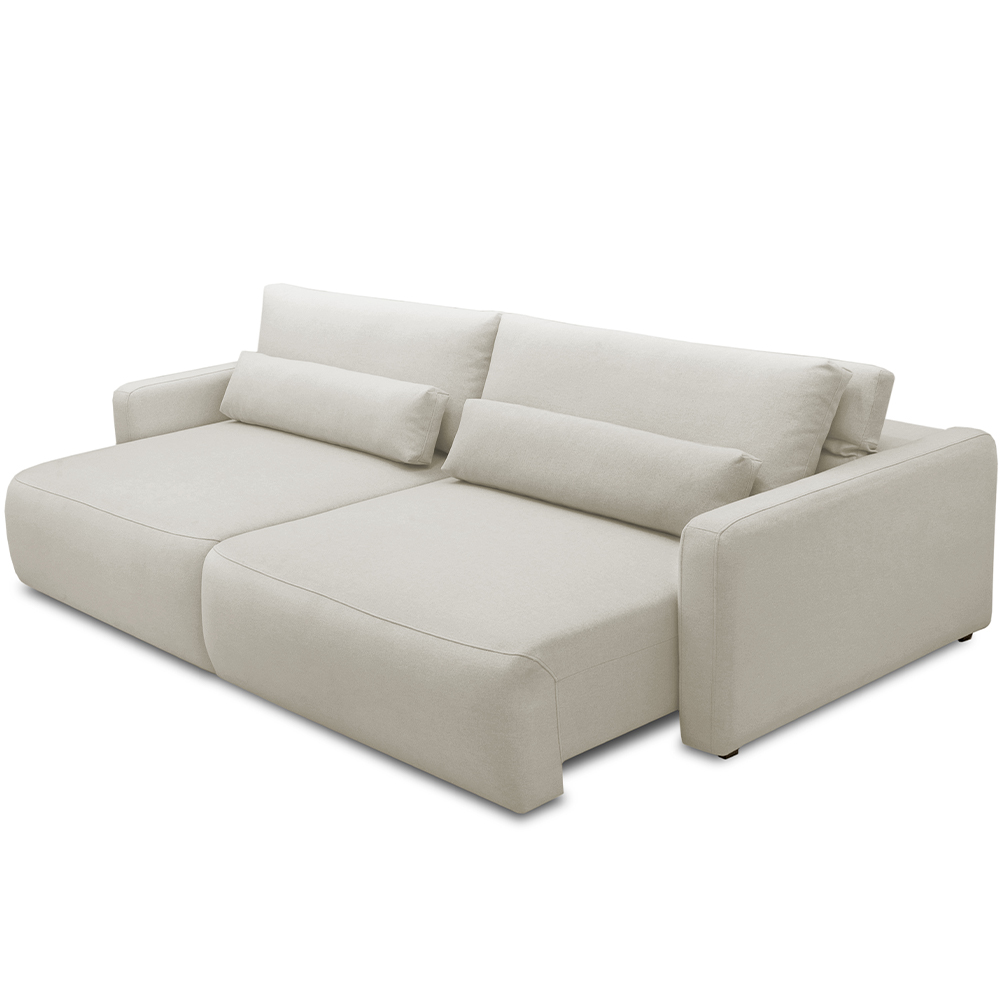 Sofá Retrátil Reclinável Para Sala de Estar Living 210cm Sevilha F04 Veludo Bege - Lyam Decor