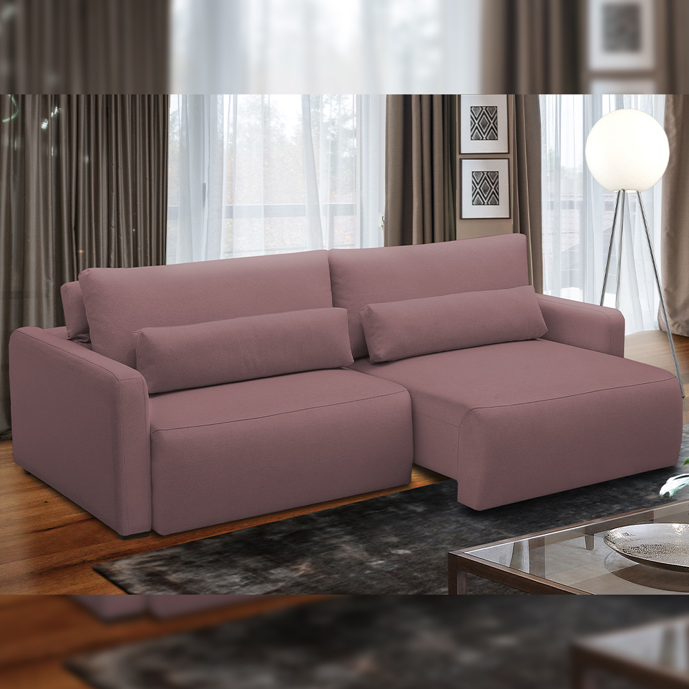 Sofá Retrátil Reclinável Para Sala de Estar Living 210cm Sevilha F04 Veludo Lilás - Lyam Decor