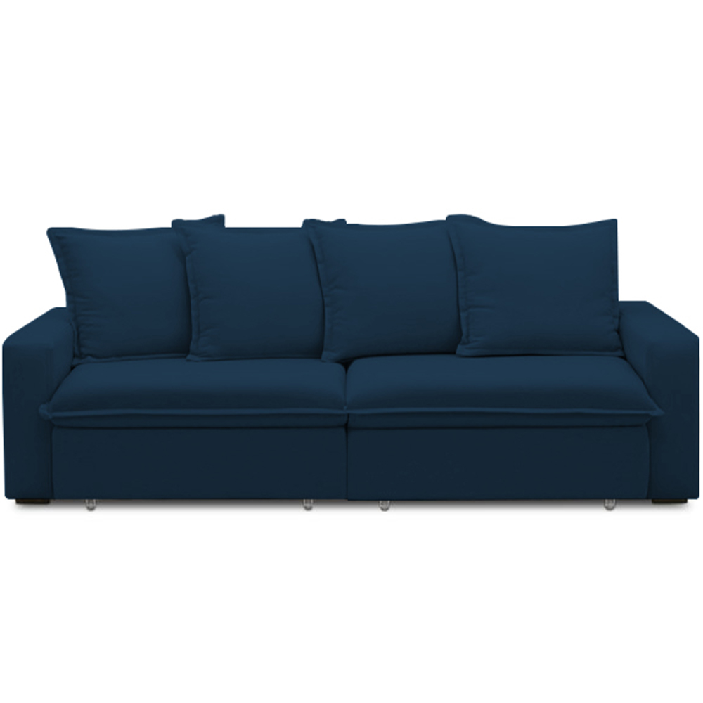 Sofá Retrátil Reclinável Para Sala de Estar Living 215cm Vêneto F04 Veludo Azul - Lyam Decor