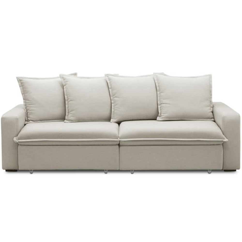 Sofá Retrátil Reclinável Para Sala de Estar Living 215cm Vêneto F04 Veludo Bege - Lyam Decor