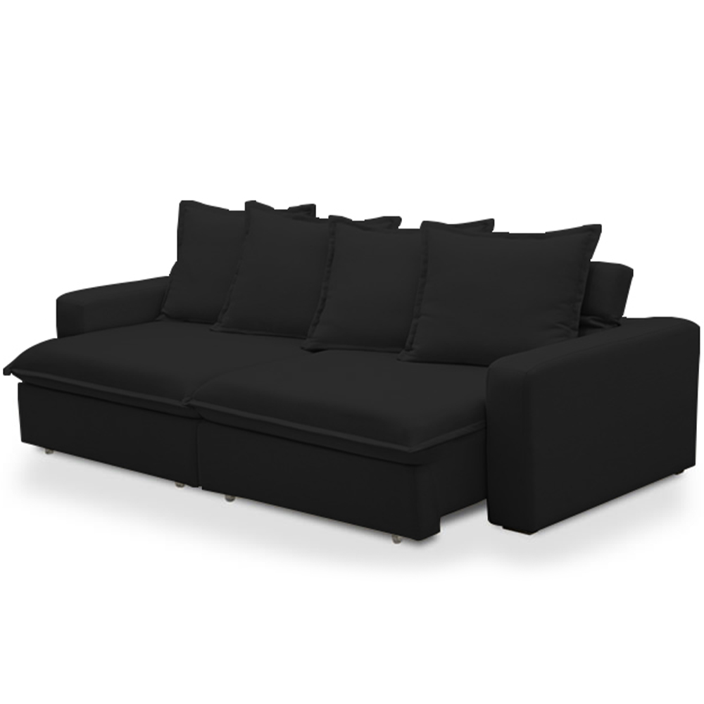 Sofá Retrátil Reclinável Para Sala de Estar Living 215cm Vêneto F04 Veludo Preto - Lyam Decor