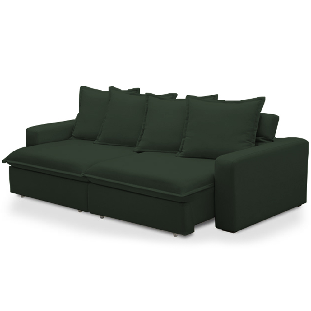 Sofá Retrátil Reclinável Para Sala de Estar Living 215cm Vêneto F04 Veludo Verde - Lyam Decor