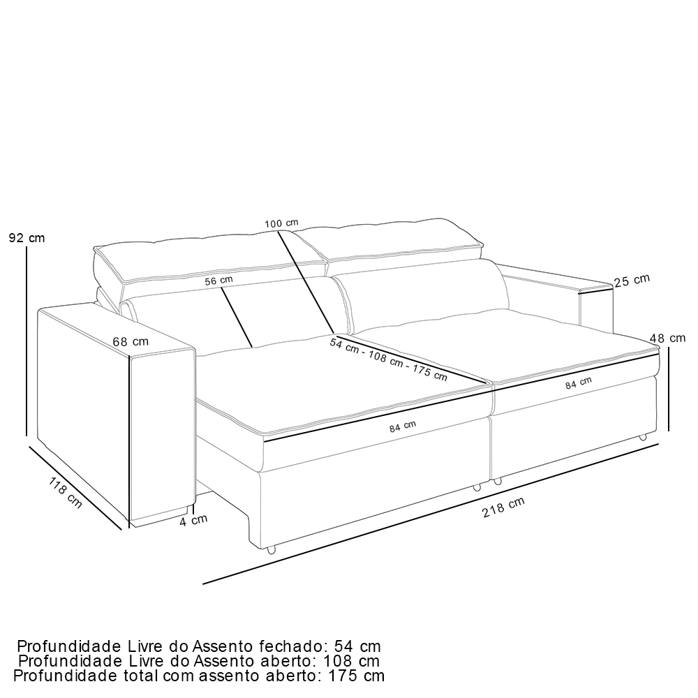 Sofá Retrátil Reclinável Para Sala de Estar Living 218cm Clara M03 Veludo Rosê - Lyam Decor