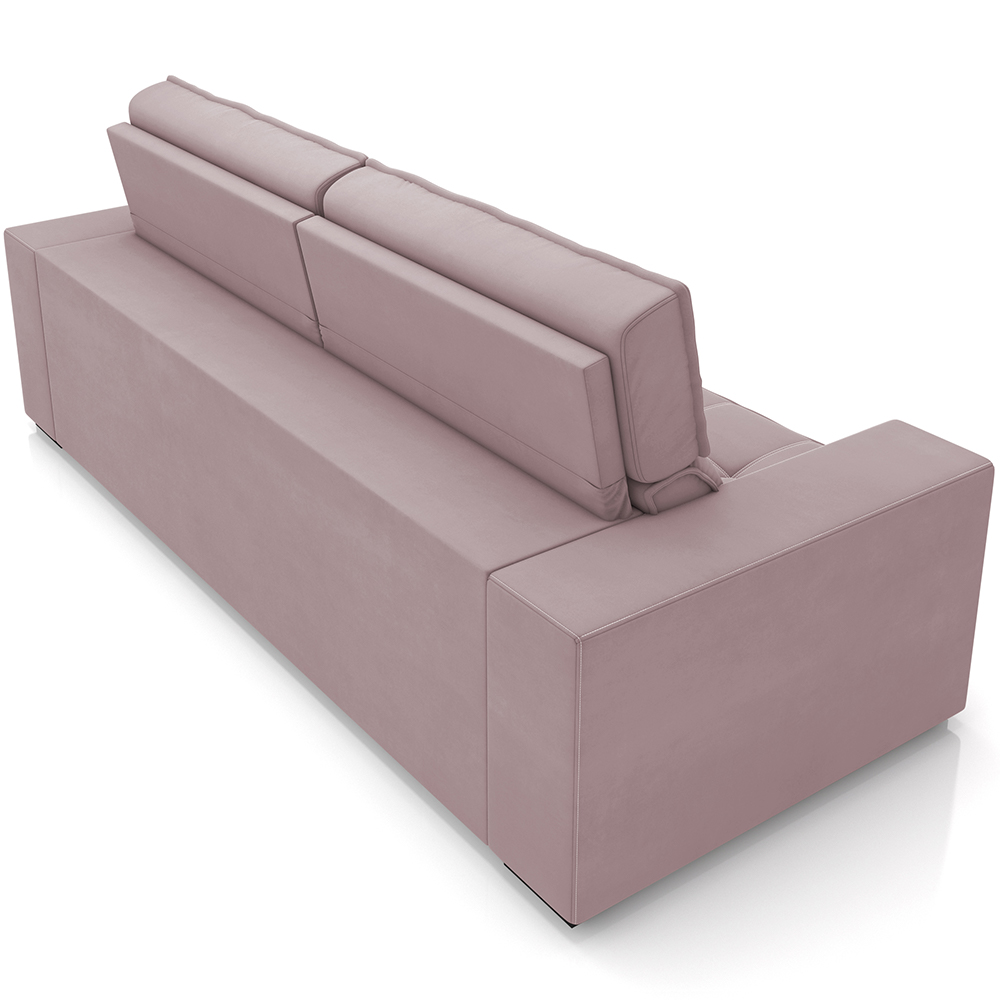 Sofá Retrátil Reclinável Para Sala de Estar Living 218cm Clara M03 Veludo Rosê - Lyam Decor