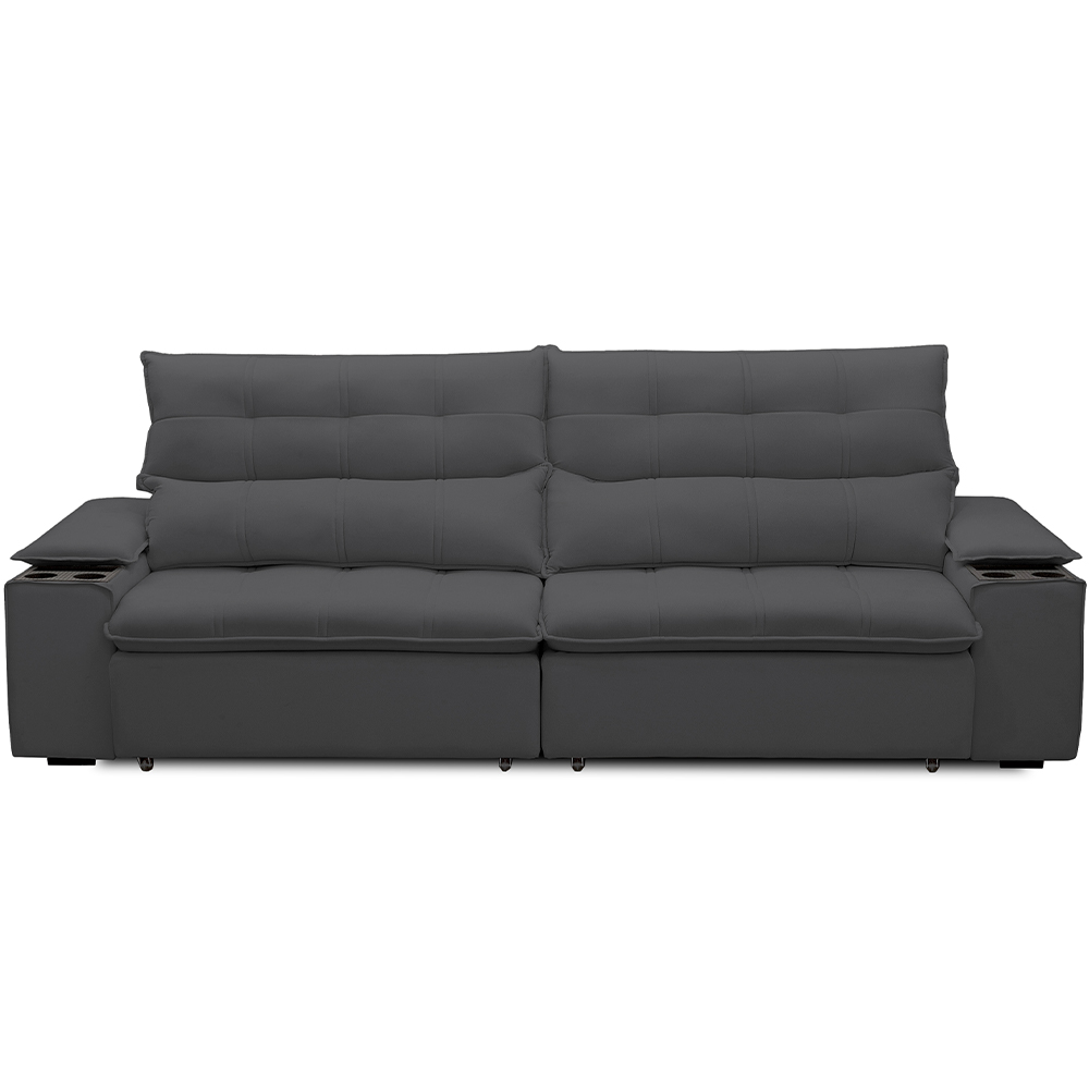 Sofá Retrátil Reclinável Para Sala de Estar Living 230cm Ártico F04 Bouclê Grafite - Lyam Decor