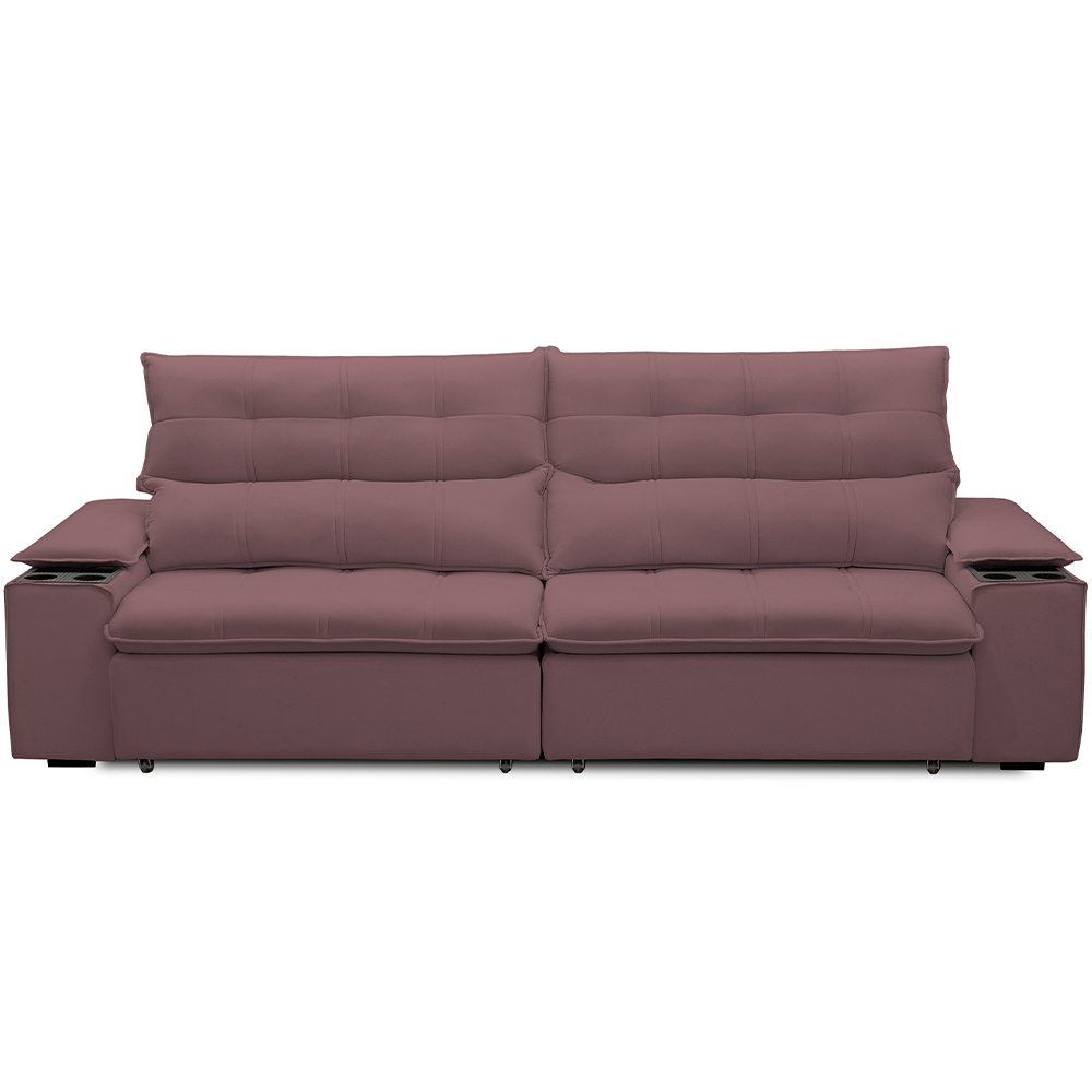 Sofá Retrátil Reclinável Para Sala de Estar Living 230cm Ártico F04 Veludo Lilás - Lyam Decor