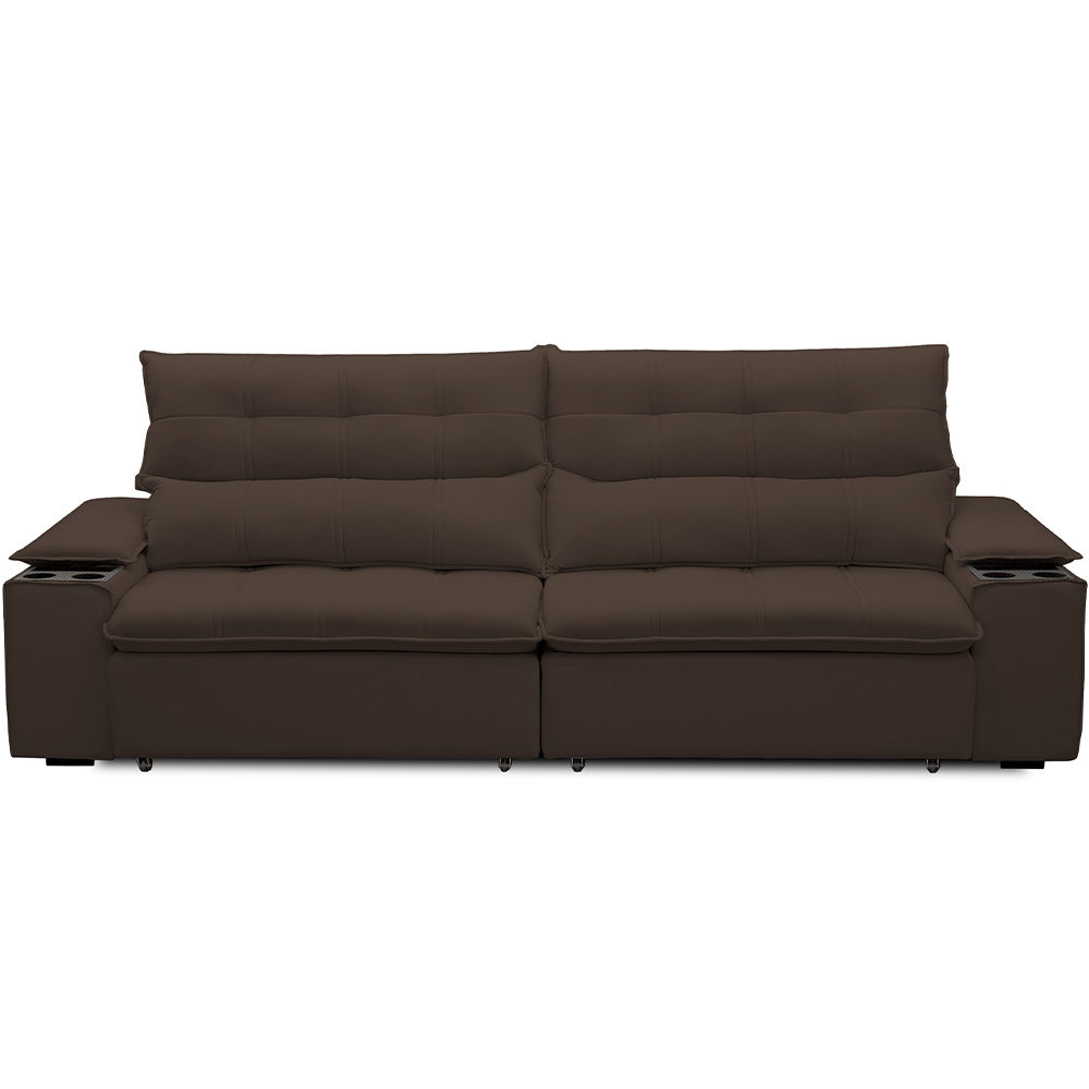 Sofá Retrátil Reclinável Para Sala de Estar Living 230cm Ártico F04 Veludo Marrom - Lyam Decor