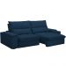 Sofá Retrátil Reclinável Para Sala de Estar Living 230cm Nápoles F04 Veludo Azul - Lyam Decor