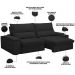 Sofá Retrátil Reclinável Para Sala de Estar Living 230cm Nápoles F04 Veludo Preto - Lyam Decor
